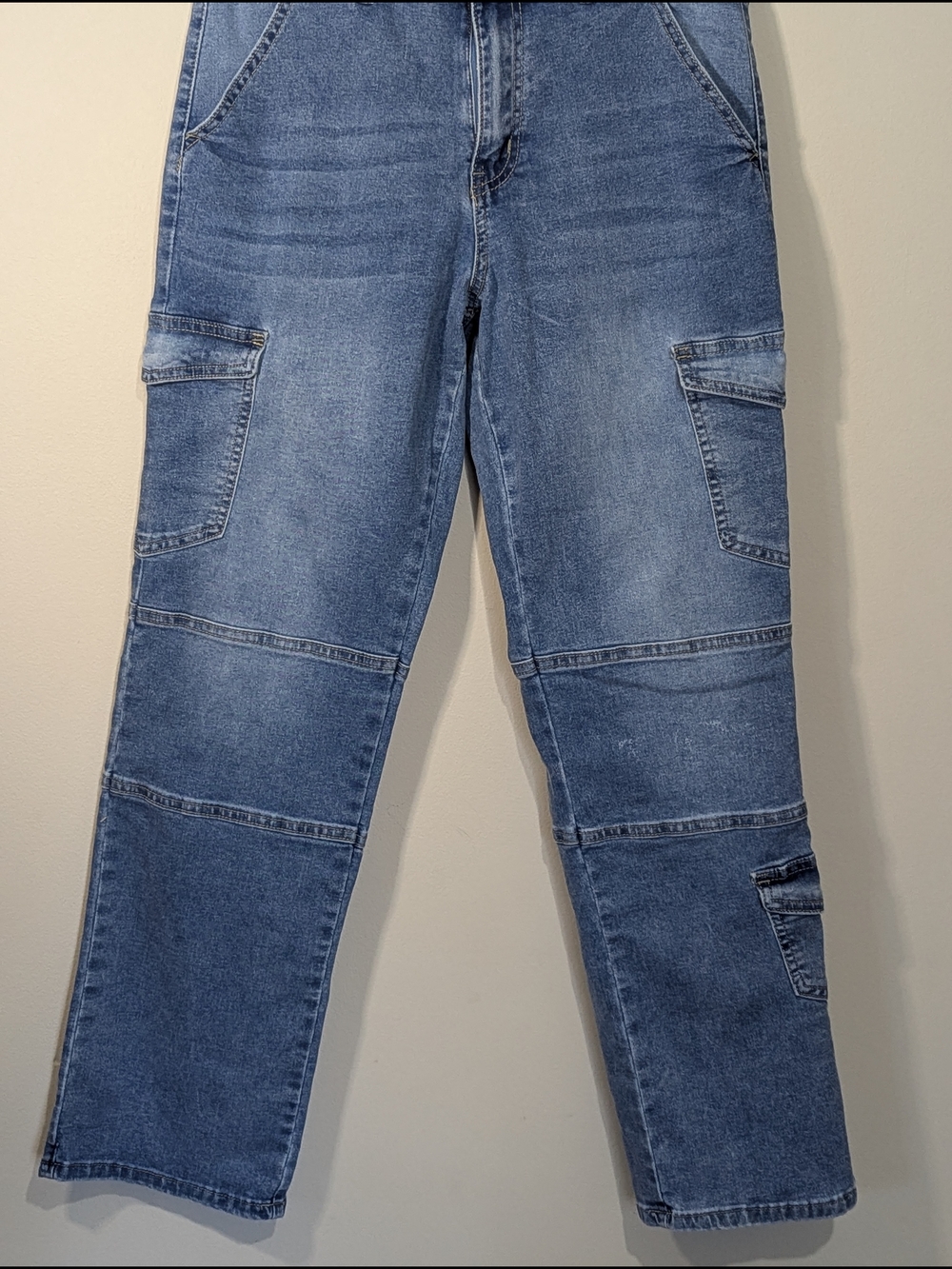 Elite Jeans Cargo Straight Jeans Women Size 9/29 Blue Utility Pocket Mid Rise - Picture 3 of 14